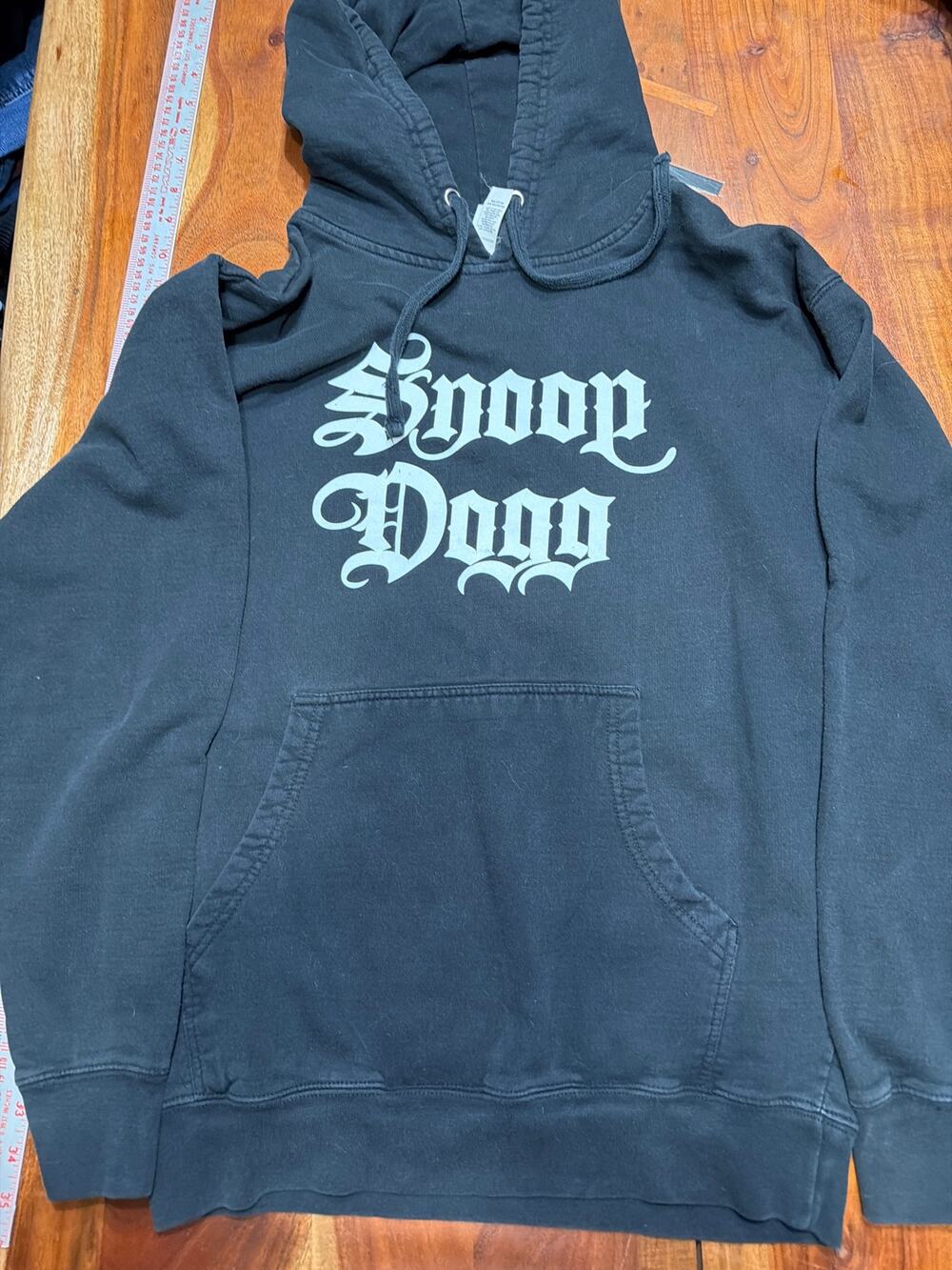 Snoop Dogg Graphic Hoodie Faded Black Old English Font Size Medium